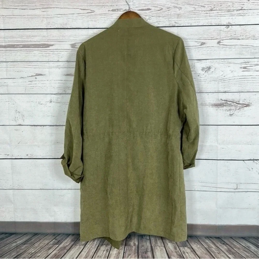 Buckle BKE Jacket Women’s Roll Tab Sleeve Tie Cinch Closure Olive Size M